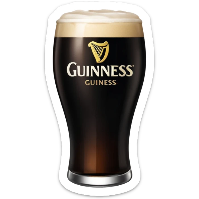 Pint of guiness with the glass only full to the g in the guiness logo on glass sticker