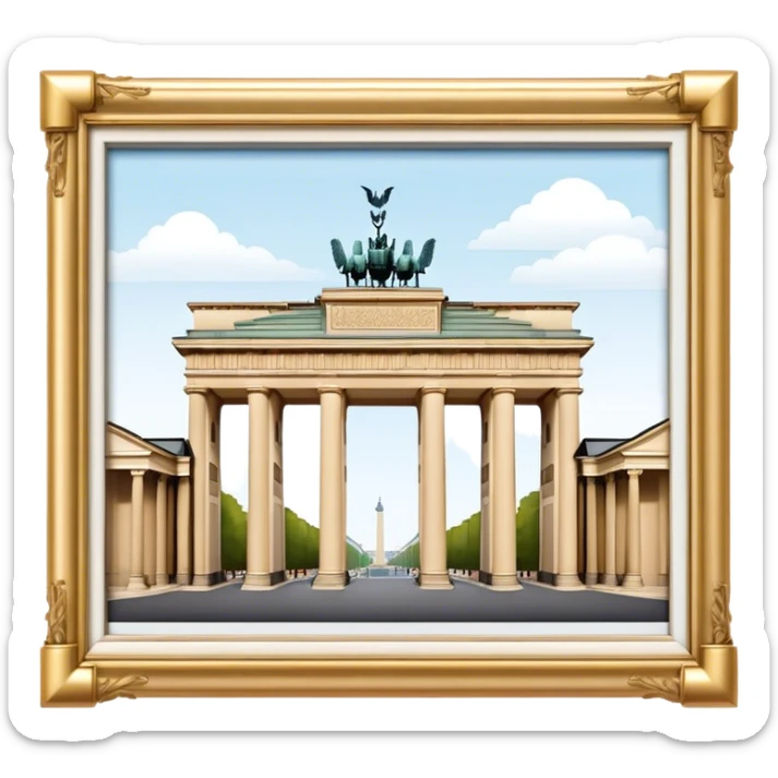 Cinematic Realistic Brandenburg Gate Landmark Emoji, depicted as the iconic neoclassical monument rendered with lifelike detail and dynamic, historic lighting. sticker