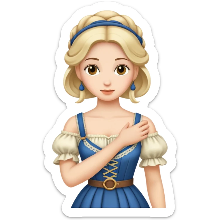 Woman in an 1800’s dress with a sling on her arm sticker