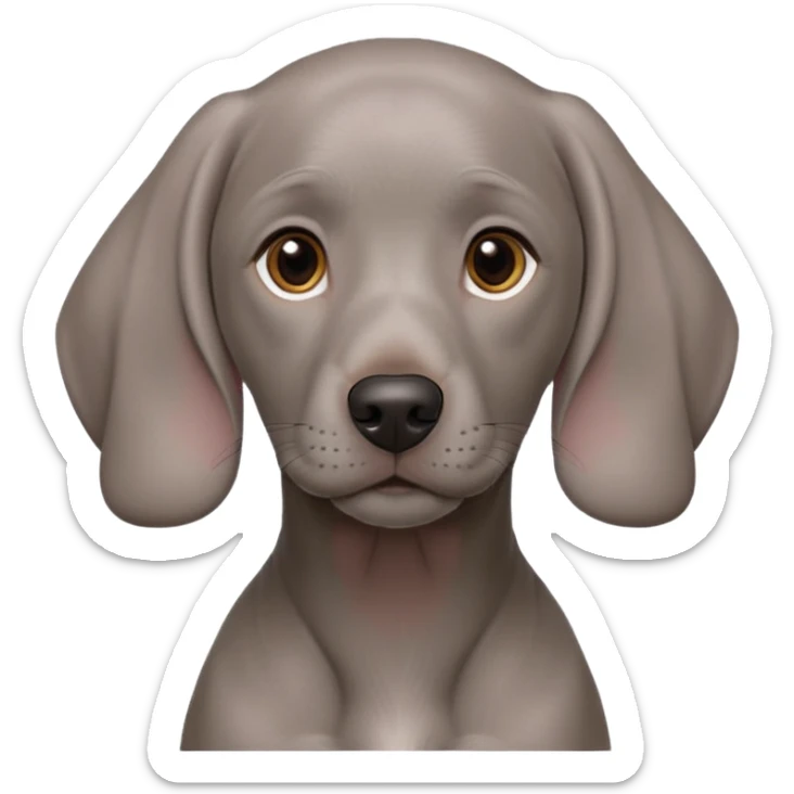 cinematic-noble-weimaraner puppy-portrait-emoji,-poised-and-regal,-with-a-strong,-athletic-build-and-a-lustrous,-well-groomed-grey fur,-deep-set-soulful-brown-eyes,-simplified-yet-sharp-and-sophisticated-features,-highly-detailed, sticker