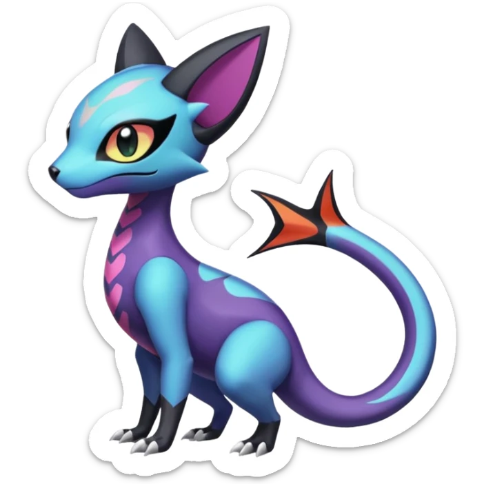 Meloetta-Purrloin-Salandit-Nargacuga-Pokémon-Fakémon-fusion-hybrid-creature sticker