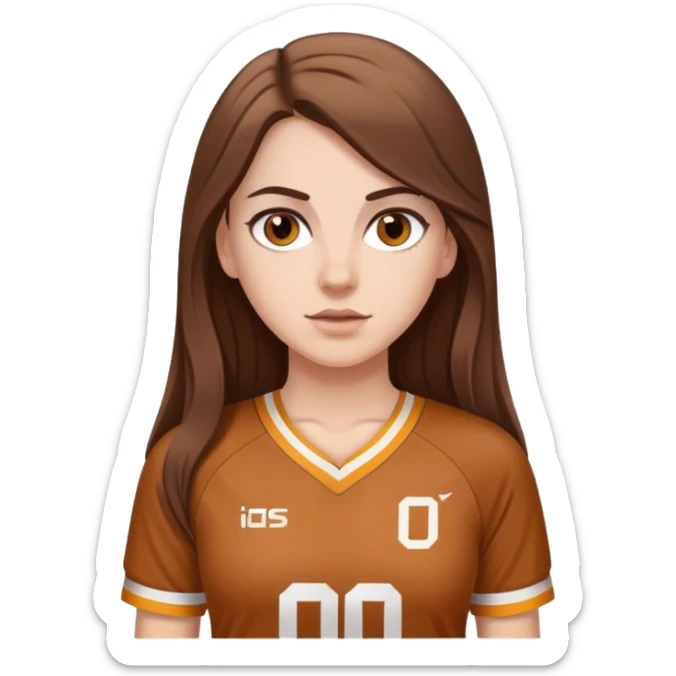 White Girl with long brown hair and brown eyes sports jersey sticker