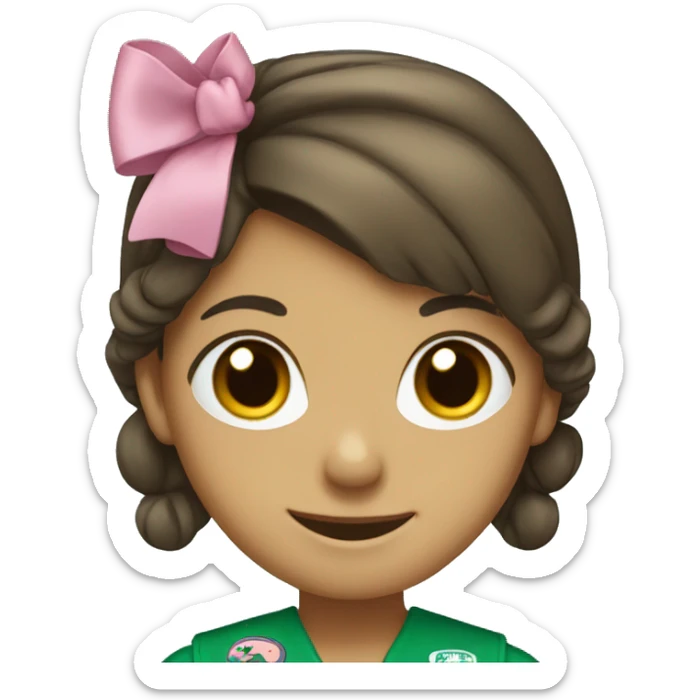 smiling girl with hair bow as a Girl Scout leader sticker