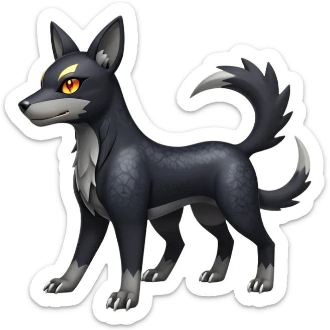 Shiny Exotic Excessive Mysterious Houndour-Poochyena-Pokémon-Fakémon-hybrid-creature (full body) sticker