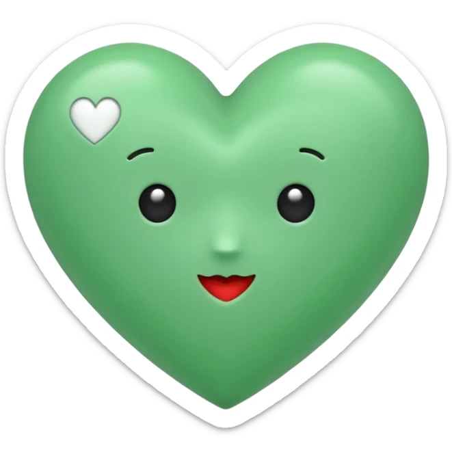 Un corazón de color verde en una tonalidad claridad sin ninguna decoración, solo el corazón  sticker