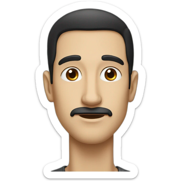 Tall man and long face.black hair and eyes.long nose.medium size mouth and big but long eyes sticker