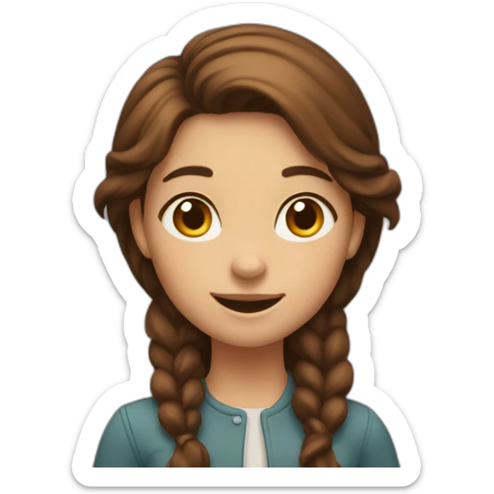 girl with brown hair is delighted, rejoices, stands tall sticker