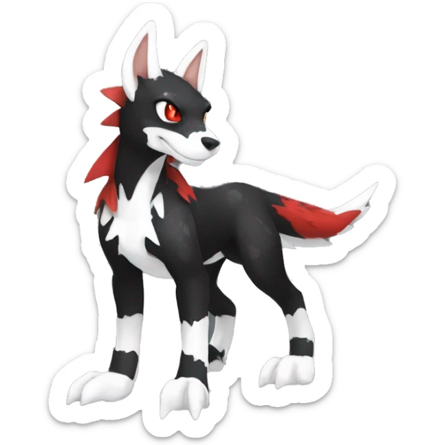Black Cool Edgy Sergal-Houndoom-Fakémon  with White and Red Edgy markings sticker