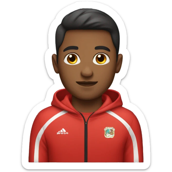 Young male sports coach wearing a red tracksuit with no logos  sticker