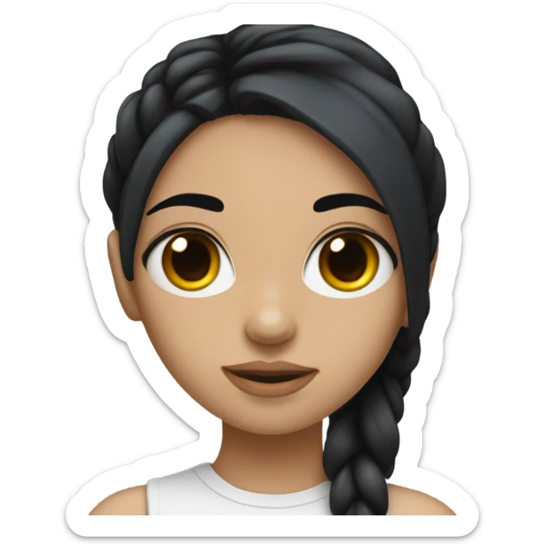 a girl with black hair, eyebrow piercings and eyebrow slit sticker