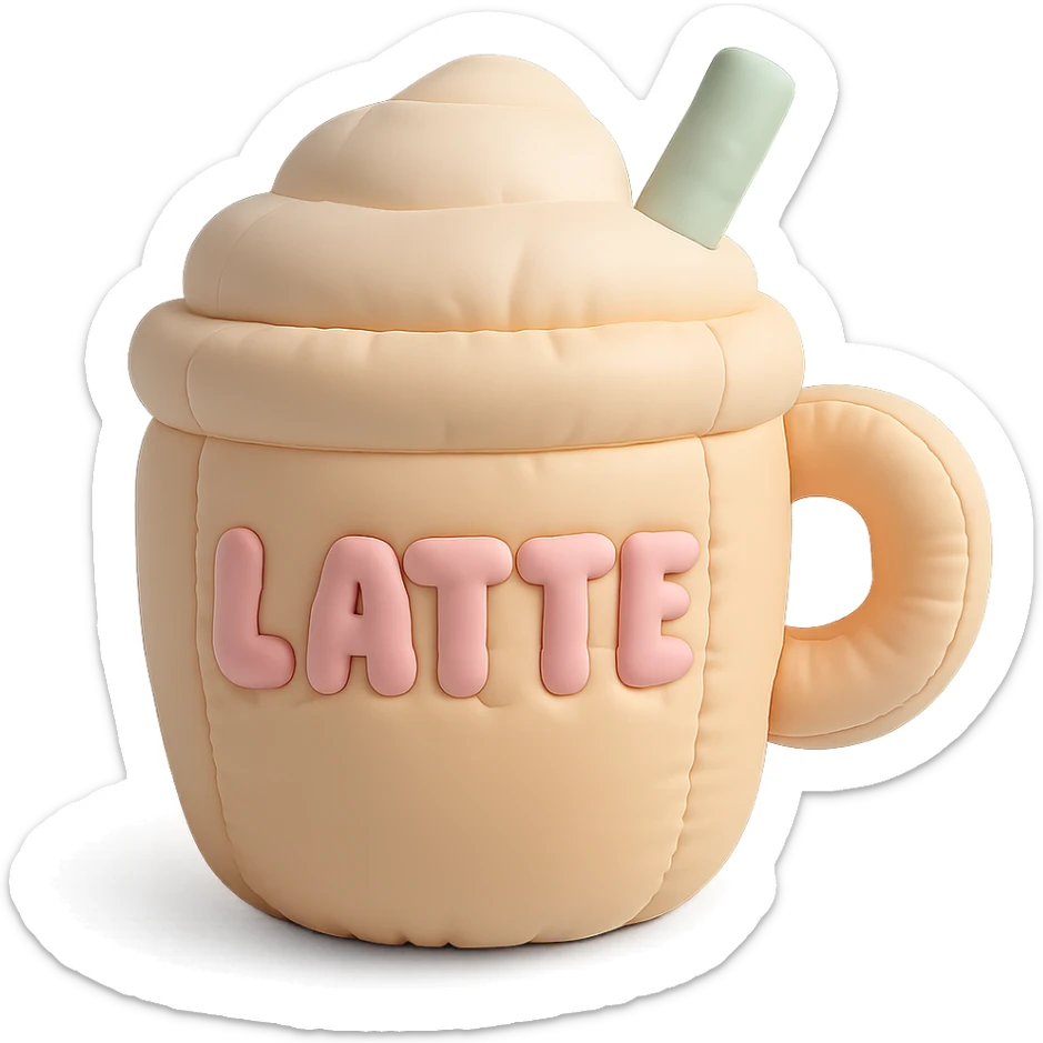 latte, soft and plush, pastel colors sticker