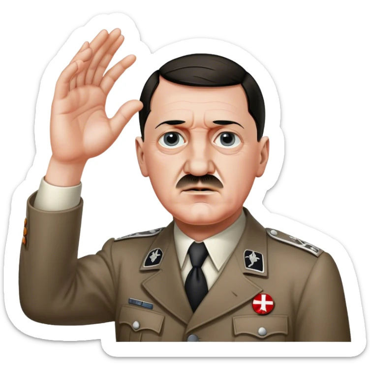 Adolf Hitler, der mit Gehirn dargestellt ist und die Hand ausstreckt sticker