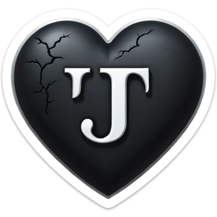 Can you make a black heart with a white letter in the middle in a gothic style, the letter is J sticker