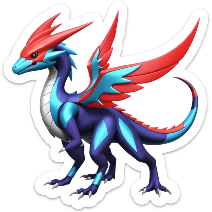 Futuristic Shiny Latias-Nargacuga-Noivern-Salandit-Fusion (full body) sticker