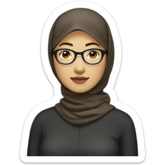 asian-woman-wearing-brown-hijab-and-black-shirt-and-rounded-glasses sticker