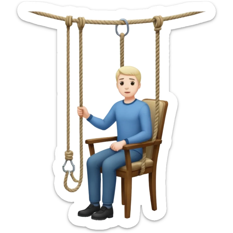 A man standing in the chair and looking at the hanging rope thinking to suicide  sticker