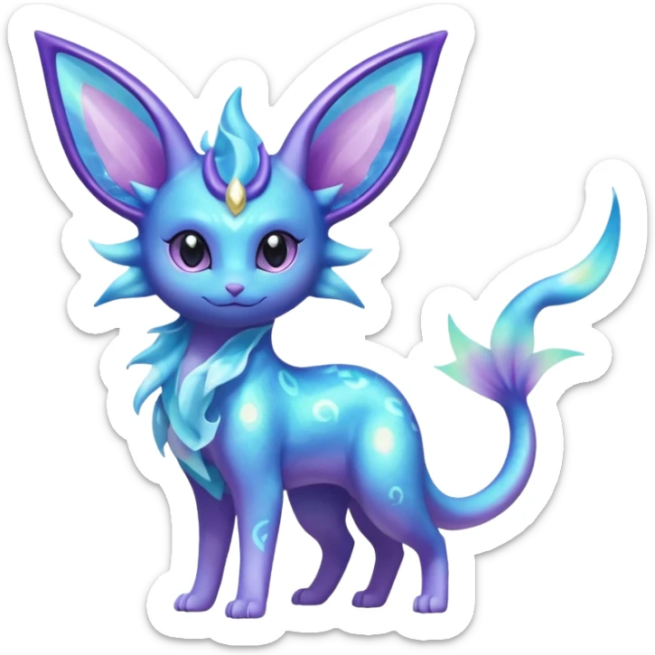 Shiny Nebulae Delcatty-Espeon-Lumineon-Vaporeon-Amaura-Dragonair-Fakémon-hybrid-creature (full body)  sticker