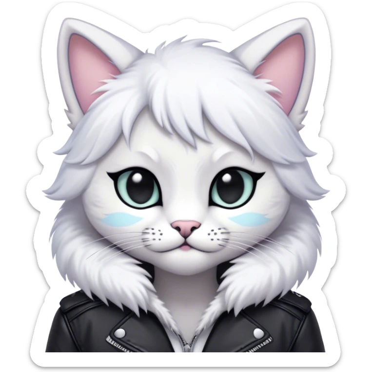 Kawaii dark edgy fantasy pastel ethereal anthro feline fursona animal creature sticker