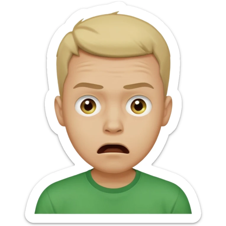 make him in a green T-shirt and much more realistic. the emotion of fear and shock sticker