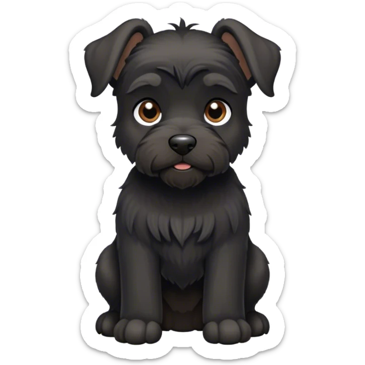 mini pure black schnauzer with big round ears and long leg hair sticker