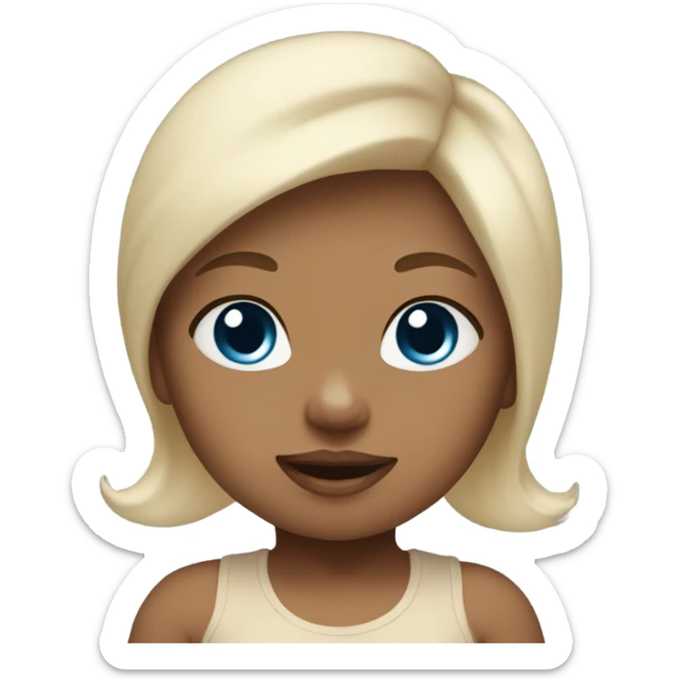 little baby girl with blue eyes blonde in beige bodysuit  sticker