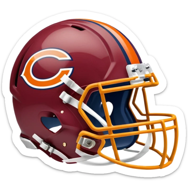 The Washington commanders football helmet and the Chicago Bears football helmet facing each other sticker