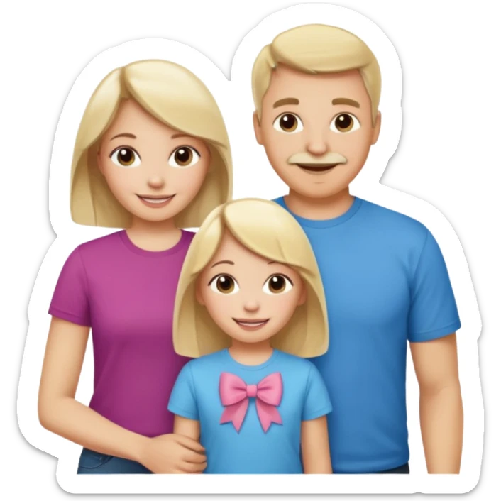 happy white family with one dad, one mom, one blonde girl, and one brunette girl sticker