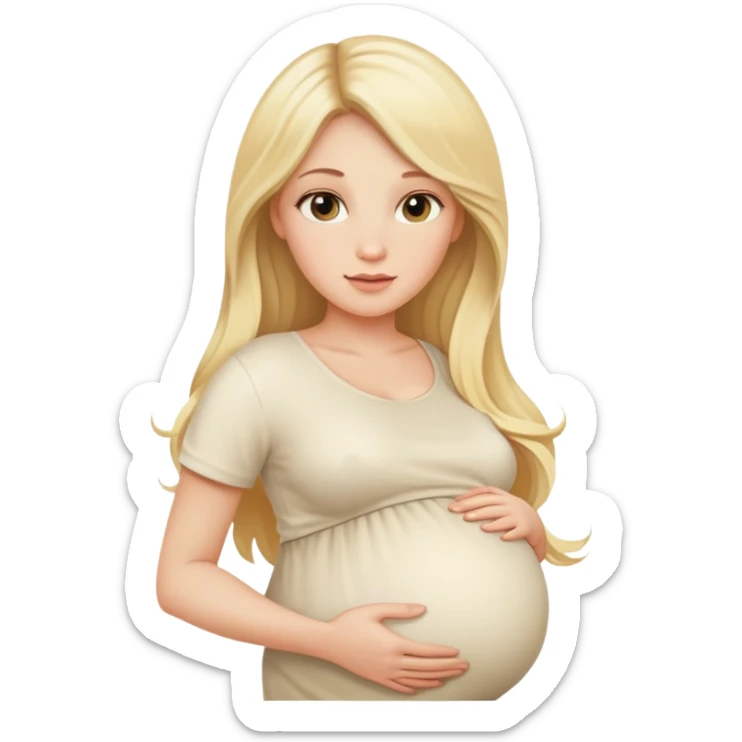 Beautiful Pregnant woman blonde with long hair cream top sticker