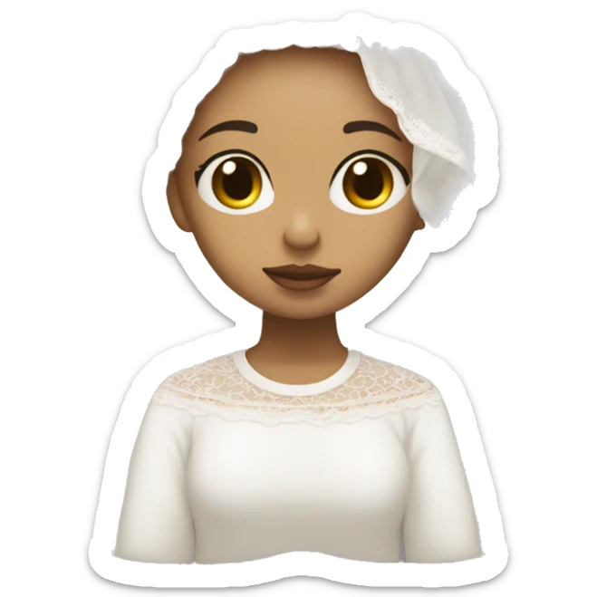Light skin girl praying with eyes closed and lace white veil  sticker