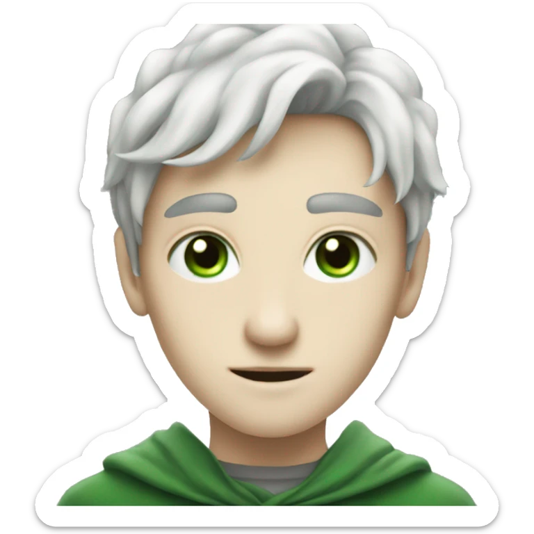 teenage white-skinned wizard with black hair, green eyes in green disgue sticker