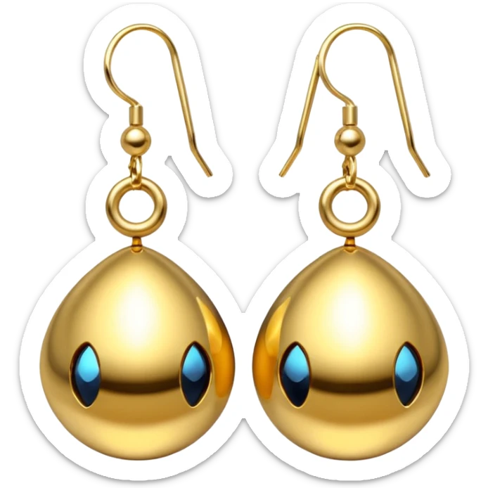 Ultra detailed, futuristic pair of gold, earrings sticker