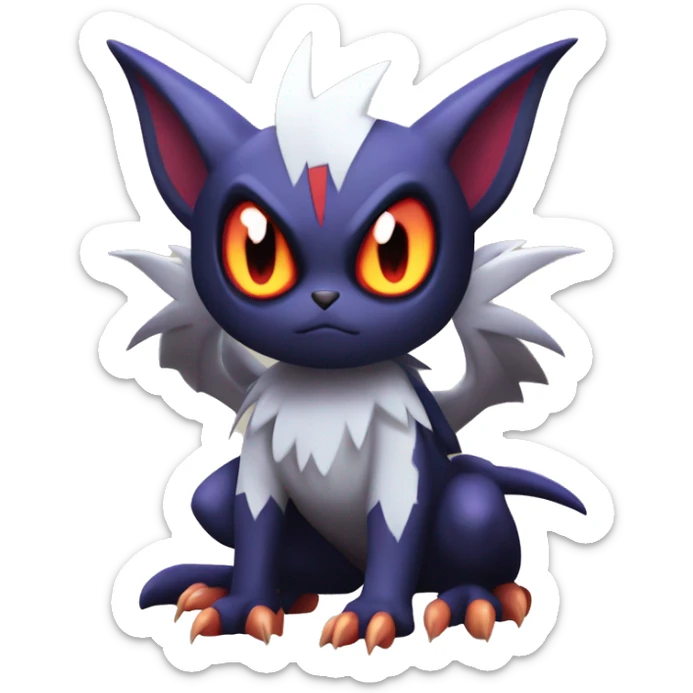 Edgy Cool Kawaii Litten-Noivern-Noibat-Absol-Pokémon Full Body sticker