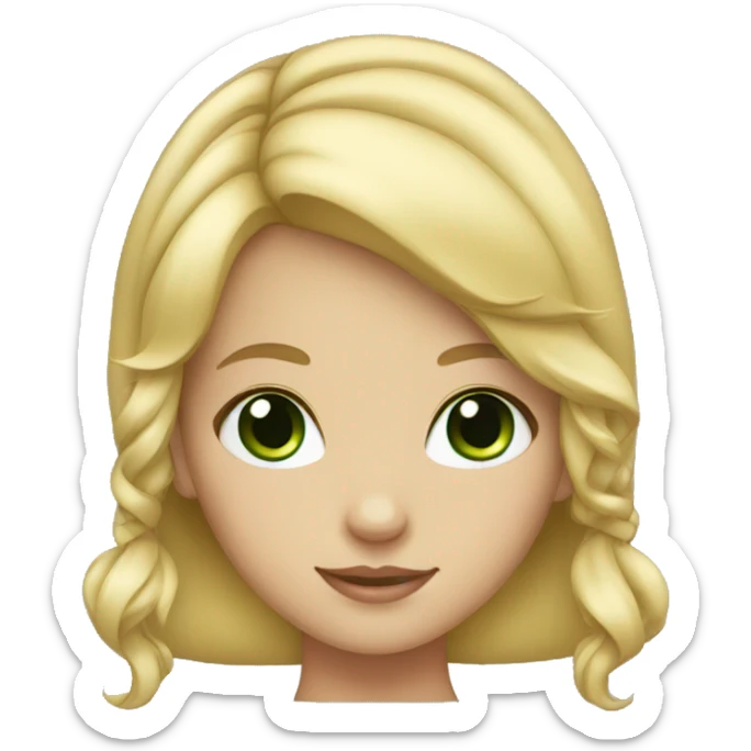 Girl with blonde hair bow and green eyes sticker