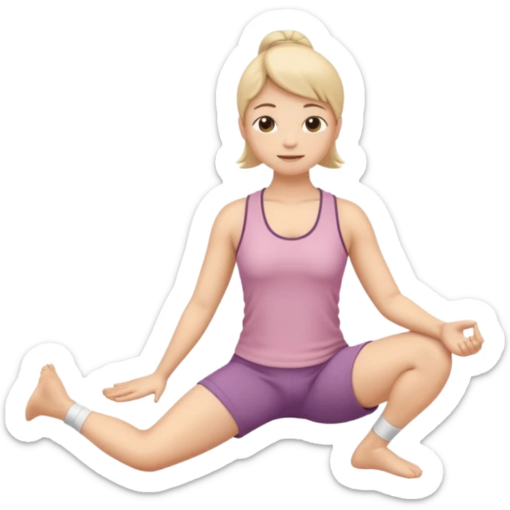 “A calm emoji of a person performing a seated hamstring stretch with relaxed posture, soft warm colors, and a peaceful expression.” sticker