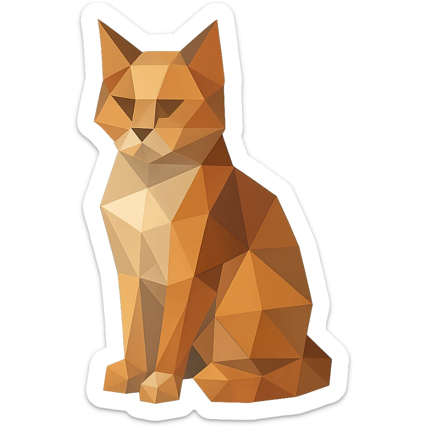 illustration of a cat made of geometric shapes in polygonal style sticker