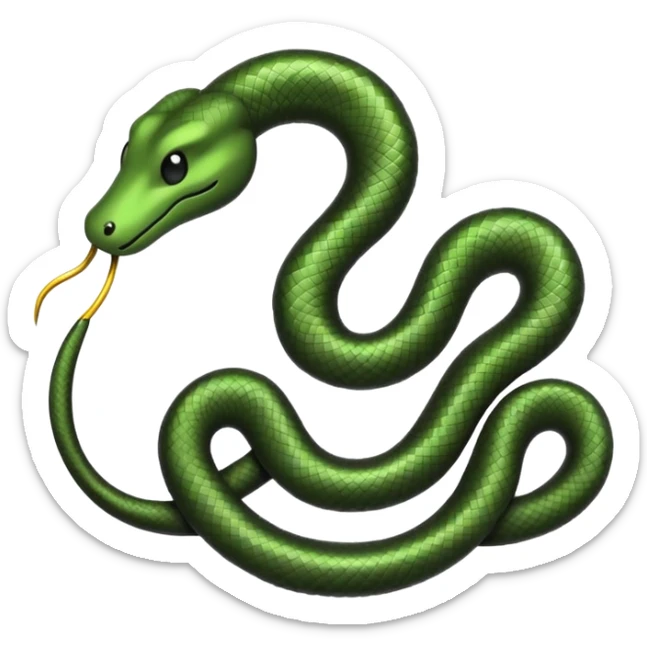Minimalist emoji-style sticker of a bent paperclip shaped like a snake, wrapping onto itself. Thin black silhouette, no texture. sticker