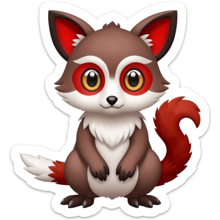 Cute cool white red dark-brown animal hybrid Fakemon full body sticker