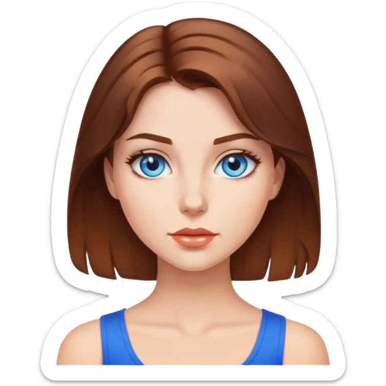 generate super hot girl with brown hair and blue eyes sticker