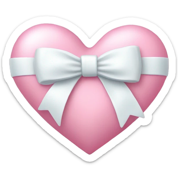 Pastel pink heart with white bow sticker
