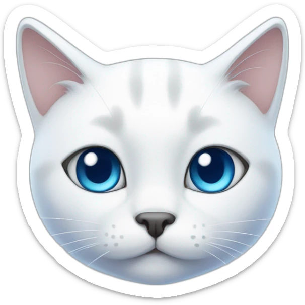 cartoon white cat with one big blue birthmark on the right eye and on the ear sticker