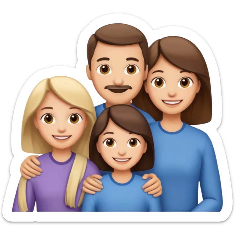 Happy family of 5: mom, dad, sisters and brother sticker