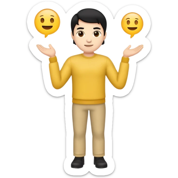 emoji man light skin and black hair, CUERPO COMPLETO sticker