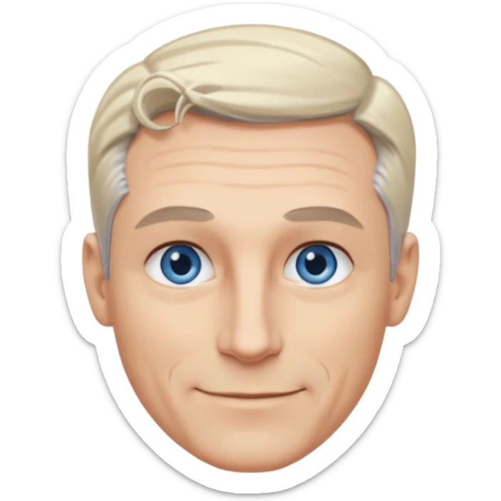 Avatar pic male gray hair blue eyes clean shaven blonde eyebrows high cheekbones sly smile long eyelashes sticker