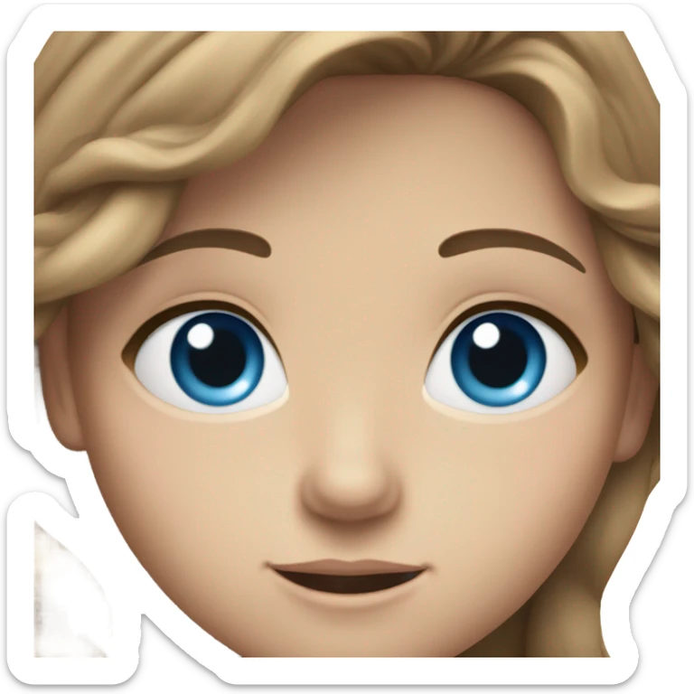 caucasian girl with long wavy brown hair and blue eyes sticker