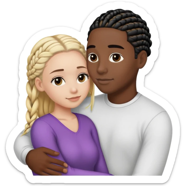 Black guy with black cornrows, snuggling up with a white girl with blonde hair sticker
