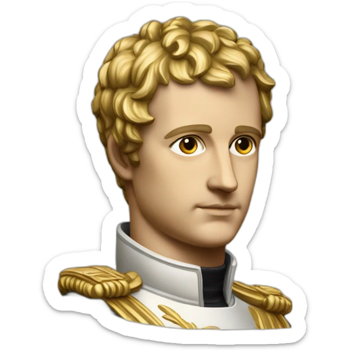 Laurel wreath on short hair serious napoleon bonaparte golden statue sticker