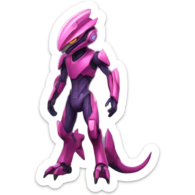 a Genesect-Raptor-Fakémon—hybrid with a futuristic visor-helmet full body sticker