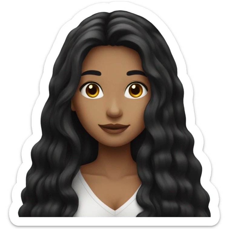 girl with long black hair beautiful sticker