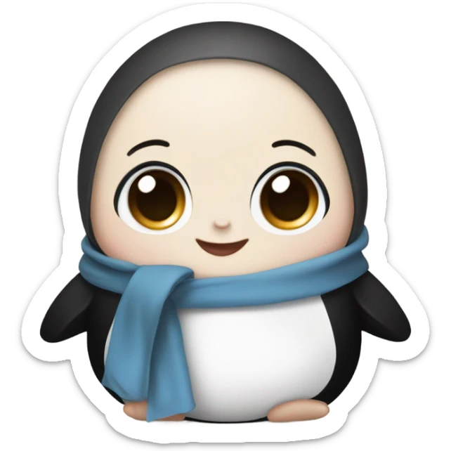 Infant girl blue eyes light brown hair fair skin in a penguin black and white swaddle sticker