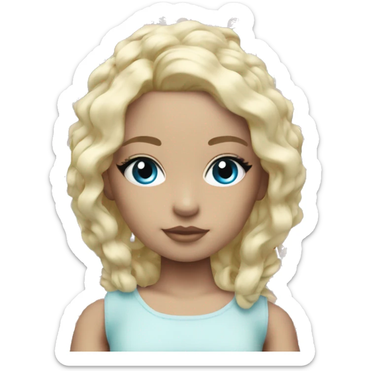 ocean blue doll eyes, blonde hair, feminine, pink, girl, angelic sticker
